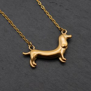 Dackel Halskette 14k vergoldet